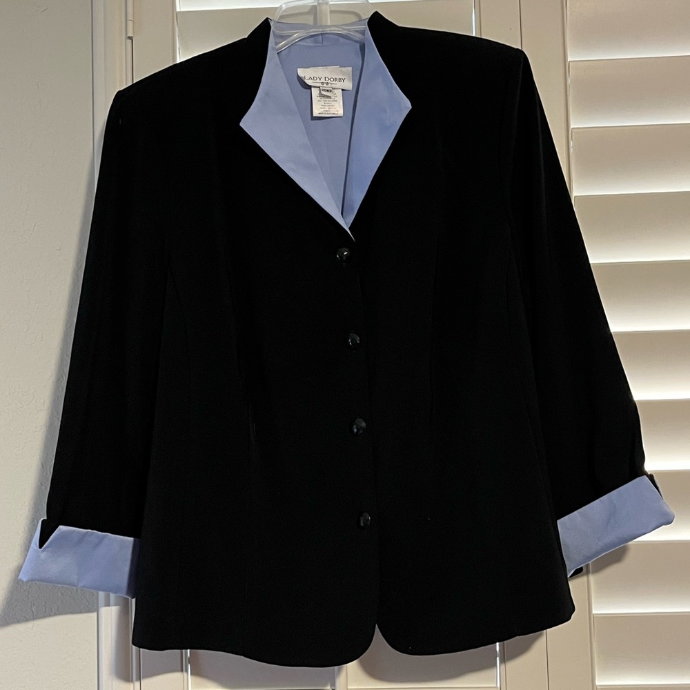 Classic Black Blazer with Blue Highlights